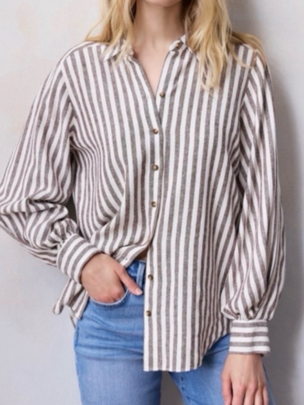 NWT LC Lauren Conrad Striped Button-Down Oversized Shirt size L